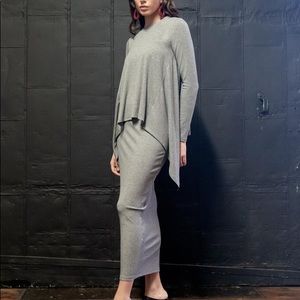 Third by Cee blue ribbed straight maxi skirt